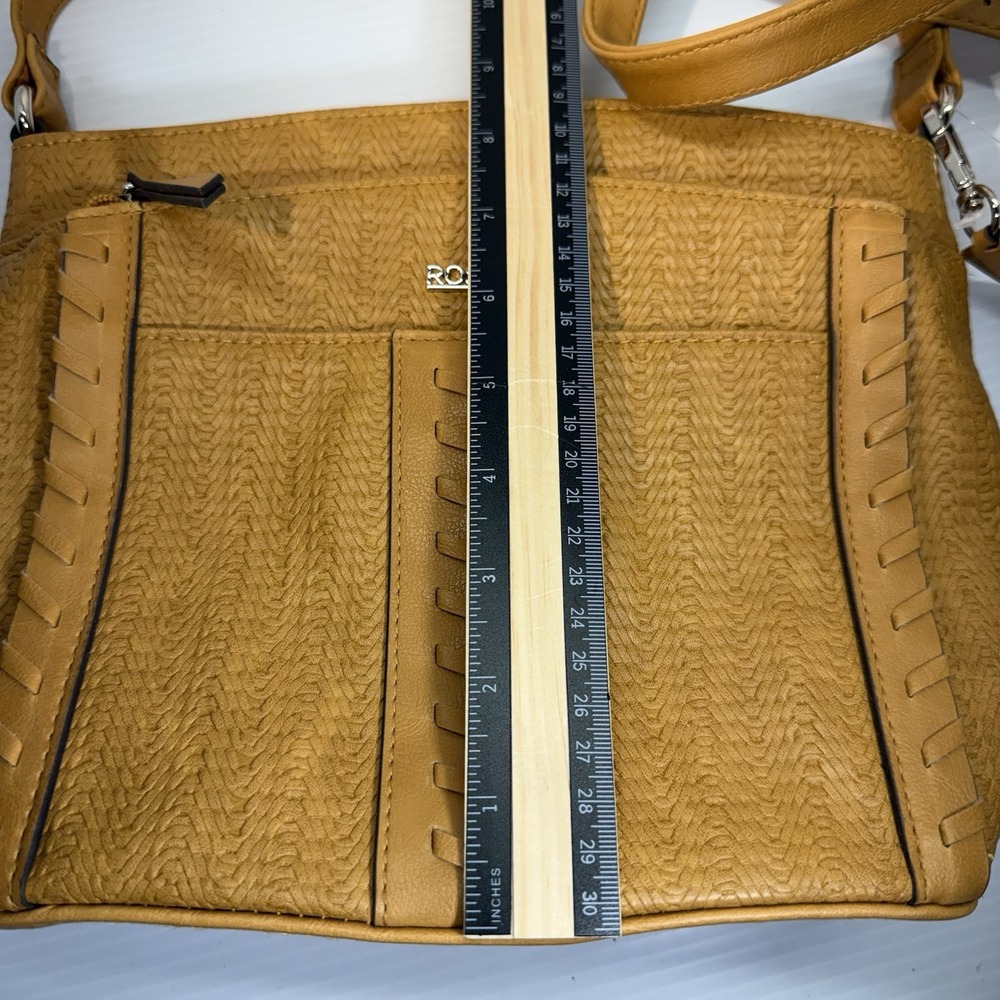 Rosetti Tan Shoulder Bag Faux Leather Zip Compartments Everyday Hobo Purse - Picture 14 of 14